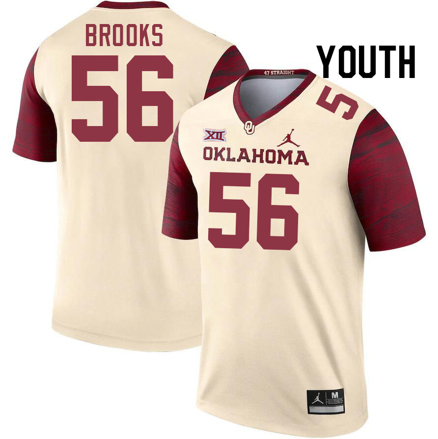 Youth #56 Eugene Brooks Oklahoma Sooners College Football Jerseys Stitched-Cream